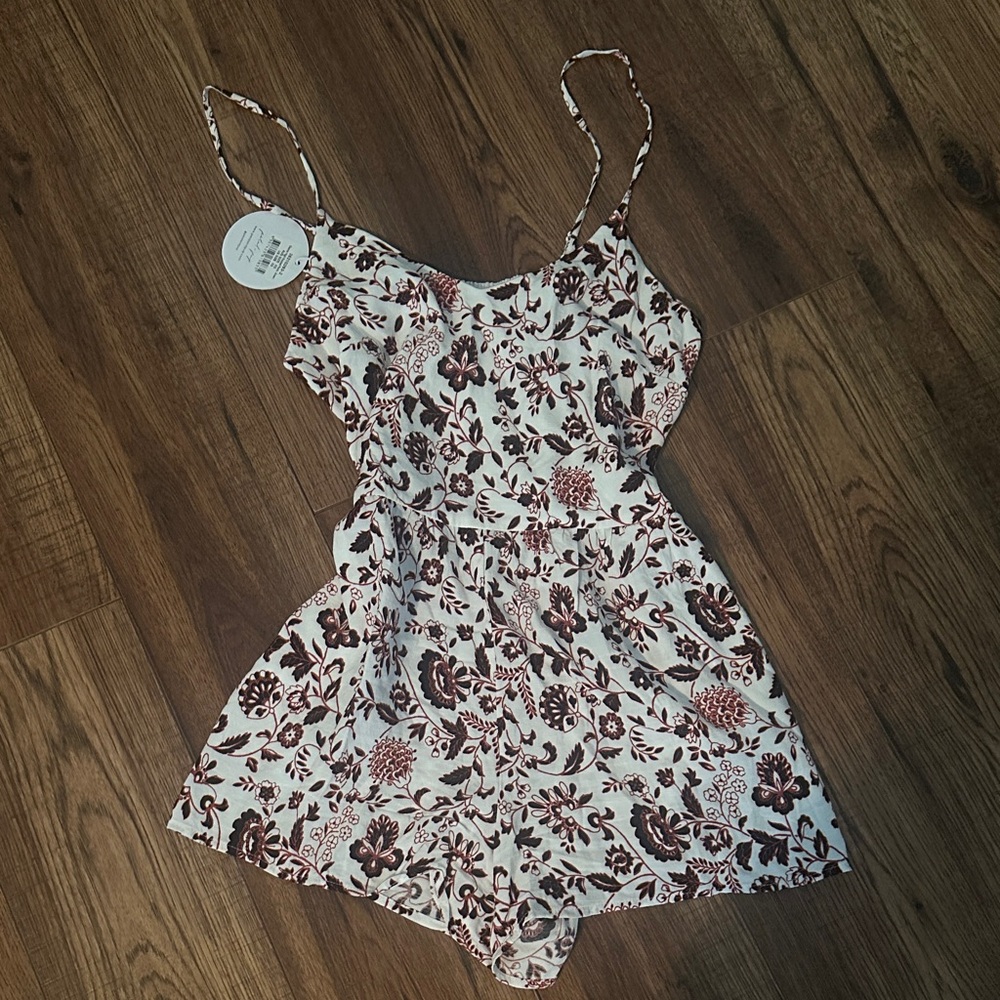 Petal & Pup Floral Mini Dress - White and Brown